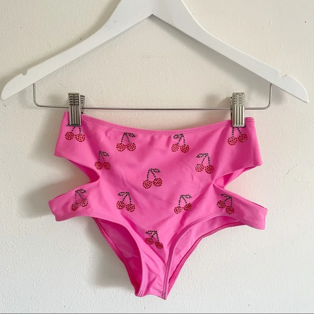 BEACH RIOT // Whitney Cherry Rhinestone Cutout Bikini Bottoms - Picture 4 of 8
